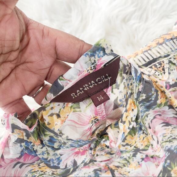 Anthropologie Women's‎ Ranna Gill Emmalyn Floral Embroidered Blouse Size Medium - Picture 3 of 5